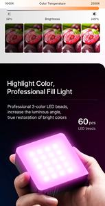 ไฟวิดีโอ LED สี RGB รุ่น Top Color mini <span class=keywords><strong>Ulanzi</strong></span> VL49 PRO ให้แสงสีเต็มรูปแบบ 2500K ถึง 9000K สำหรับกล้องถ่ายภาพ พร้อมแผ่นกระจายแสงแบบรังผึ้ง - Product Image 4