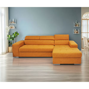 DAVE MOD. SALA DE ESTAR CON PENÍNSULA DERECHA EN TELA OCRA - Product Image 1