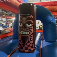 Château gonflable 3D Hula Girl Parrot Turtle Tiki Mask Aloha avec toboggan pour enfants, idéal pour les jeux en plein air