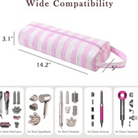 Sac de rangement pour outils capillaires en tissu à bulles rayé, imprimé floral et léopard, résistant à la chaleur, pochette de voyage pour fer à friser et lisseur