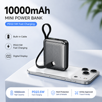 Batterie externe mini 10000 mAh, charge rapide PD22.5W, affichage numérique, logo personnalisé en usine, batterie externe rechargeable, nouveaux produits 2026