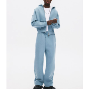 <span class=keywords><strong>Felpa</strong></span> con Cappuccio Personalizzata da Uomo 400G, Trendy con Doppia Cerniera, Spalle Scese, Pesante, con Giacca Cardigan, Tecnica Lavata - Product Image 3