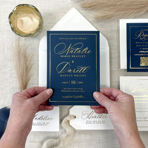 Invitaciones Clásicas con Lámina Dorada, Invitaciones <span class=keywords><strong>de</strong></span> Boda Sencillas, Exquisito Regalo para Invitar a un Boda, para una Recepción <span class=keywords><strong>de</strong></span> Boda Moderna - Product Image 5