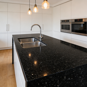 Bull Black Big Slab for Hotel <b>Kitchen</b> Bathroom Countertops with 3D Model Design - Product Image 4