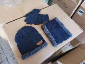 2025 공장 직접 니트 스카프 사용자 정의 벌크 키즈 남성 겨울 비니 워머 세트 4 조각 장갑 모자와 목 여성용 - Product Image 3