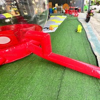 Château gonflable rouge et château de saut pour enfants et adultes, décoration de fête, ballon gonflable de 13 pieds, dôme d'air de 10 pieds avec tunnel