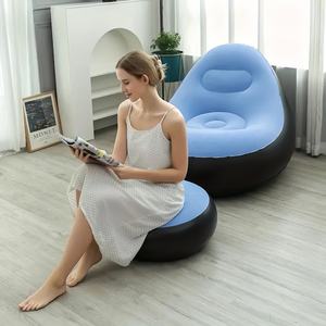 Nouveauté : Ensemble Canapé <span class=keywords><strong>Gonflable</strong></span> Paresseux en PVC Plusieurs Couleurs avec Repose-Pieds, Chaise Longue Portable pour Bureau, Salon, Jardin - Product Image 1