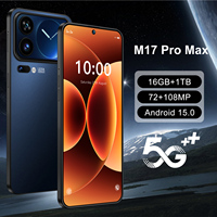 Smartphone Android M17 Pro Max avec bandes 5G LTE mondiales, écran de 7,3 pouces, processeur Déca-Core, stockage de 1 To, 16 Go de RAM, double carte SIM, appareil photo arrière de 108 Mpx