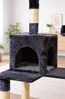 Arbre à chat luxueux en peluche douce avec poteaux à gratter en sisal naturel, structure d'escalade multi-niveaux en velours pour usage domestique