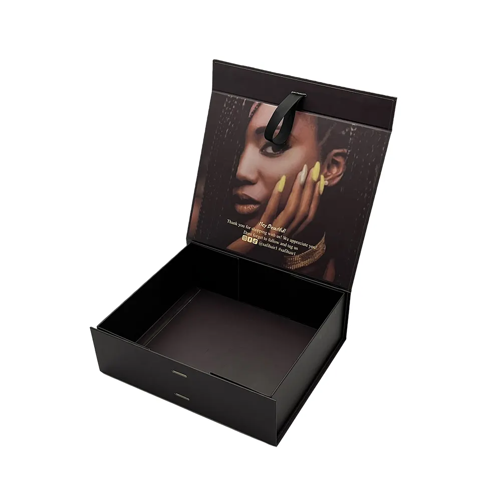 Складная индивидуальная упаковка, картонная жесткая коробка для одежды, магнитная Складная Подарочная коробка с лентой