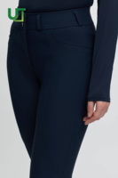 Culotte d'équitation marine pour femme avec assise intégrale en silicone imprimé, pantalon de course hippique avec poche, leggings d'équitation