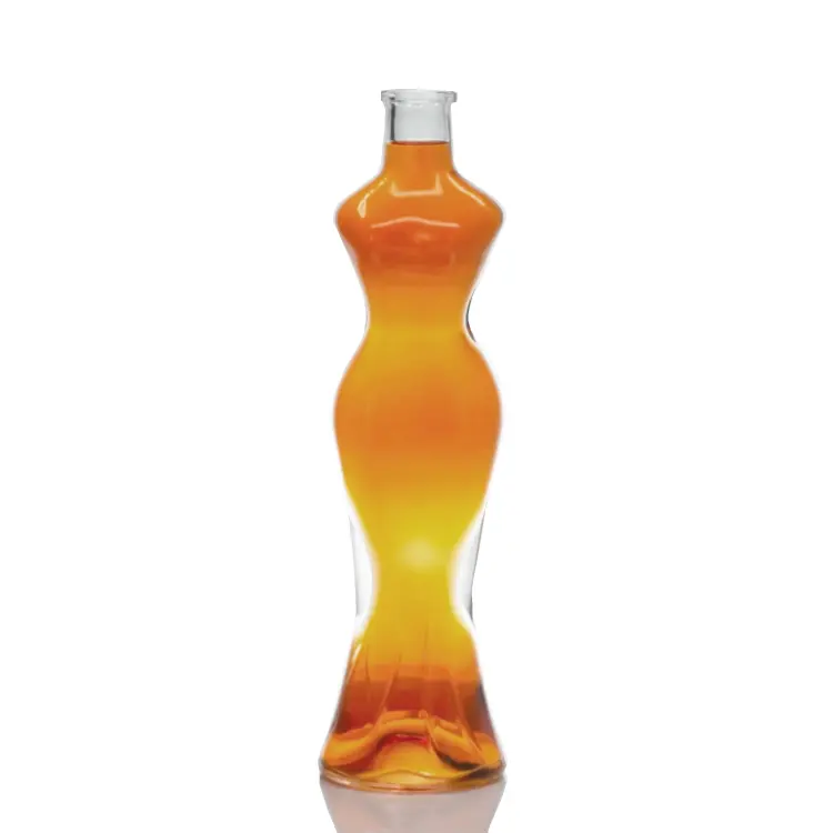 レディストック女性ボディ375ml500ml形ガラス瓶スピリットアルコールレディフィギュアガラスボトル