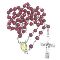 Chapelet en bois de 7 mm, chapelet de la Vierge Marie, collier catholique avec parfum de rose