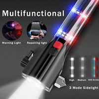 Marteau de sécurité multifonction, lampe torche, étanche IP44, 6 modes, faisceau réglable, alliage d'aluminium, outil de sauvetage d'urgence