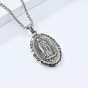 Our Lady Of Guadalupe Pendant Necklace <b>Titanium</b> Steel Religious Unisex Jewelry Oval Charm For Faithful Wear - Product Image 4
