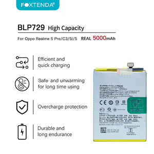 แบตเตอรี่มือถือในตัว <span class=keywords><strong>BLP729</strong></span> 5000มิลลิแอมป์ต่อชั่วโมงสำหรับ Oppo Realme 5pro /C3/5I/5 <span class=keywords><strong>BLP729</strong></span>แบตเตอรี่ลิเมอร์ Li-Ion ชาร์จได้ - Product Image 4