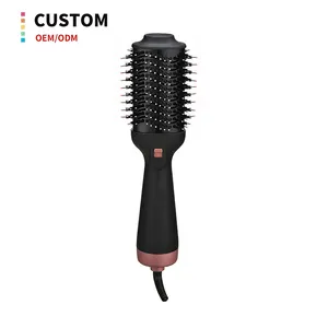 Meilleur prix brosse professionnelle sèche-cheveux en une étape et volumateur brosse à cheveux à air chaud moteur à courant continu en option ionique électrique