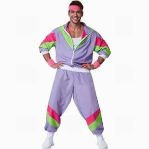 ชุดเสื้อดิสโก้ฮิปฮอป, ชุดเสื้อกันลมและกางเกงเข้าชุดกันลมสีนีออนสำหรับขึ้นเวทีหรืองานปาร์ตี้ชุดวอร์มย้อนยุค80S - Product Image 4