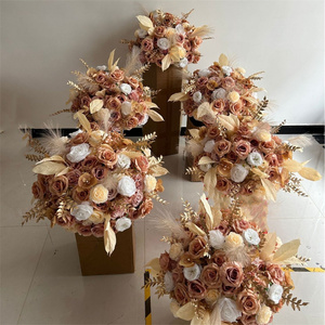 Event Champagne <b>Flower</b> Ball Arrangement Brown Color Silk <b>Flower</b> Ball Centerpieces for Wedding Party Event - Product Image 2