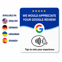Support de carte NFC en acrylique pour avis Google, personnalisable, multilingue, étanche, plaque à tapoter, URL réinscriptible, RFID 13,56 MHz NTAG213