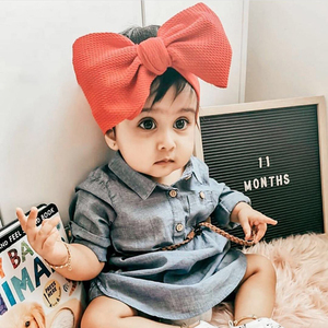 Bambino ragazza grande arco fasce del bambino della ragazza e archi morbido elastico neonato waffle fasce del bambino accessori - Product Image 2