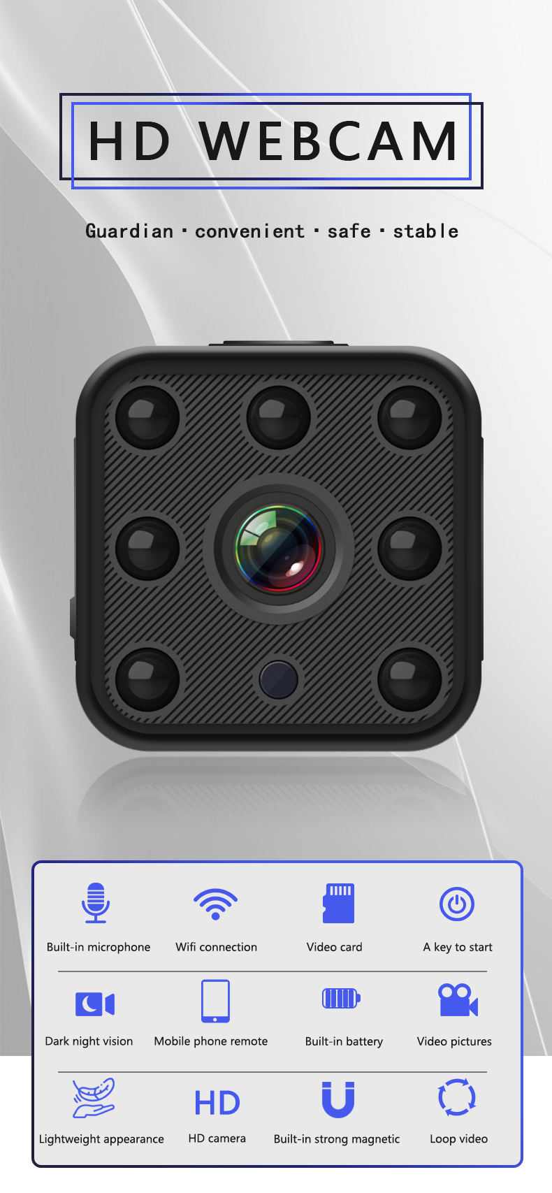 Mobile Phone Remote Light weight Appearance Hd Wifi Connection Detection Cctv HD Webcam night vision Camera