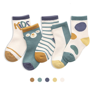 Erkek bebek çocuk pamuk mürettebat çorap seti 5 çifti seti nefes cilt dostu pamuklu çocuk çorapları - Product Image 1