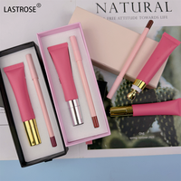 Kit Maquillage Lèvres 2-en-1 Marque Blanche : Rouge à Lèvres Brillant Scintillant et Crayon à Lèvres Rose Imperméable