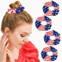 100pcs USA Drapeau Imprimé Cheveux Chouchous Patriotique Chouchous En Gros Élastique Cheveux Chignon Filles Ponytail Holder Chapeaux