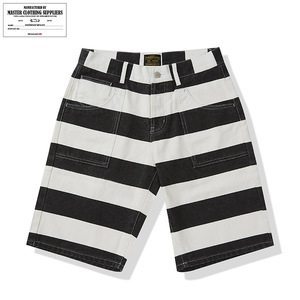 Men Shorts Vintage Motorcycle Striped Cargo Shorts Custom Wholesale Mid-Length 100% Cotton Canvas Work Pants for Streetwear