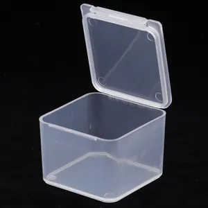 Boîte de rangement carrée transparente en plastique, Mini boîte de rangement avec couvercle, Collection Durable pour bijoux