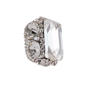 Paso Sico Crystal Pave Full-Strass pour Egg Rock Candy Right-Angle Large Stone Finished Pave Ball Nail Jewelry Flashy - Product Image 5