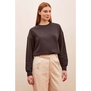 Sudadera de Cuello Redondo para Mujer, Tejida, Manga Regular, Color Antracita - Product Image 1