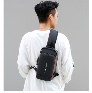 Custom Men's Fashion Waterproof Anti-Theft Nylon Zipper <b>Chest</b> Shoulder Bag USB Portable Travel Messenger Cross Body Sling All - Product Image 2