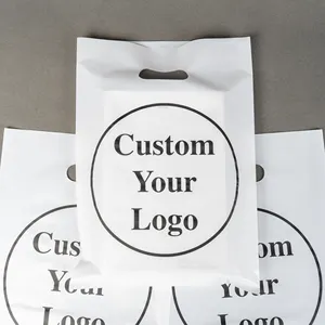 Bolsa de compras de plástico con logotipo personalizado, bolsas de compras de plástico con mango troquelado para ropa/regalo