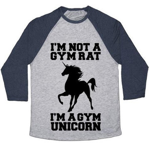 I'm Not a Gym Rat I'm a Gym Unicorn Unisex Tri-Blend <b>Baseball</b> <b>Tee</b> - Product Image 2
