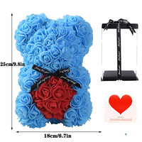 Fait à la main 25cm fleur éternelle Rose ours déesse PVC boîte-cadeau frais mousse fleur ours pour l'étiquetage transfrontalier pour la Saint-Valentin