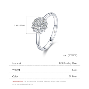 Anel de prata esterlina 925 CZ Cluster para mulheres, joia de moda delicada e simples, acessório diário de escritório, joia clássica brilhante - Product Image 3