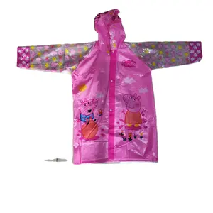 गत्ते का डिब्बा पीवीसी बच्चों के रेनकोट प्यारा बच्चे बारिश कोट टिकाऊ बच्चे स्कूल बैग अंतरिक्ष के साथ बारिश कोट