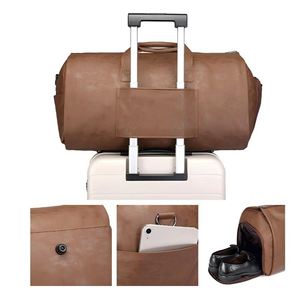 Sac de voyage à roulettes pour homme en cuir PU avec fermeture éclair, sac de sport de nuit - Product Image 4