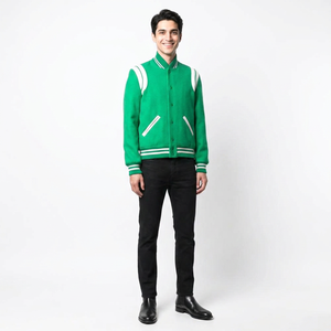 Custom Embroidery Front Logo 100% Cotton Vintage Winter <b>Men's</b> Varsity <b>Jacket</b> with OEM Panel Work - Product Image 1