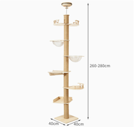 Arbre à chat multi-niveaux en bois massif avec nid et capsule spatiale intégrée, pour l'escalade des chats, prend peu de place