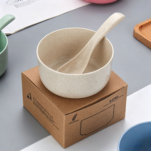 Juego de Tazón y Cuchara de Paja de Trigo, Ecológico, Irrompible, Libre de BPA, Colorido, para Niños, Alimentación de Bebés, Cocina, Hogar, Picnic - Product Image 3