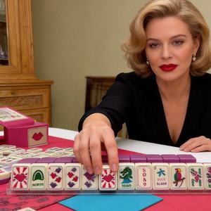 Juego de Fichas de Mahjong Americano de Lujo Estilo 2026, Color Rojo Púrpura, Diseño Labios de Reina, Plegable, Doble Capa, Acrílico Resistente y Duradero, Ideal para Regalo - Product Image 5