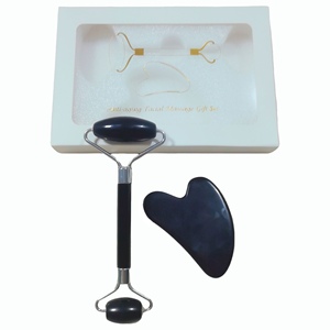 ชุดลูกกลิ้งนวดหน้าและกัวซาหินออบซิเดียนสีดำพร้อมกล่อง - Product Image 5