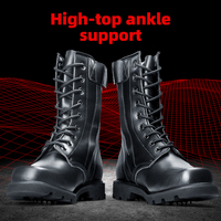 Bottes tactiques en cuir de vachette avec fermeture éclair, respirantes, pour la randonnée en plein air, résistantes à l'usure, légères