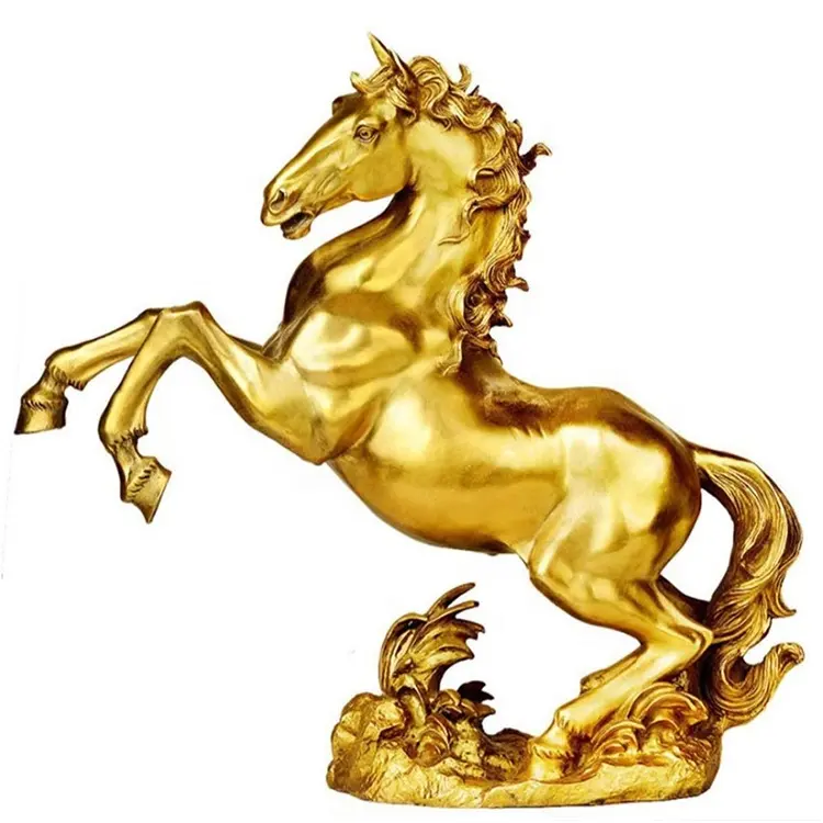 รูปปั้นสะสมตกแต่งบ้านทองแดงม้าเรซิ่นสัตว์รูปแกะสลัก