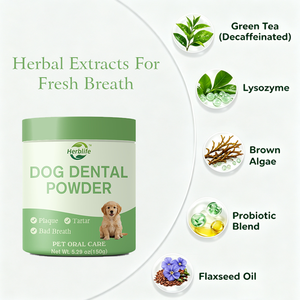 Poudre dentaire pour chiens OEM/ODM à succès avec mélange de plantes naturelles et probiotiques pour une haleine fraîche, l'élimination du tartre et de la plaque dentaire - Product Image 3