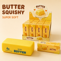 Jouet Squishy Bâton de Beurre Croustillant Super Doux à Remontée Lente Anti-Stress Cadeau Sensoriel 4,5 cm Boîte de Vente au Détail Couleur Présentoir 12 Pièces