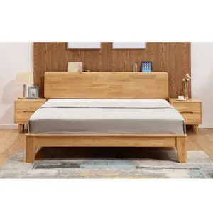 Kayu Solid Nordic 1.8M Tempat Tidur King Ganda Tempat Tidur Penyimpanan Kayu Minimalis Modern Furnitur Kamar Tidur